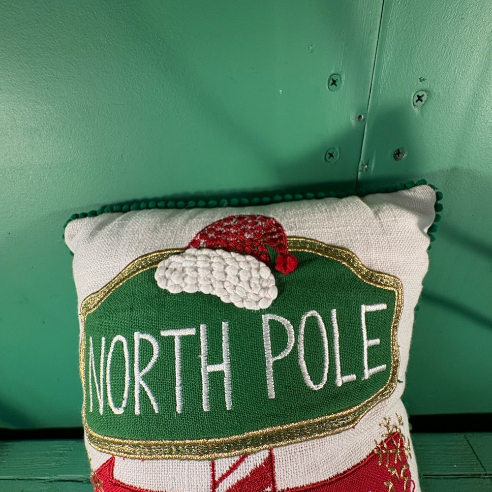 Festive North Pole Holiday Pillow - Picture 3 of 12